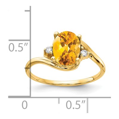 14K Yellow Gold Citrine & Diamond Oval Ring – view 2