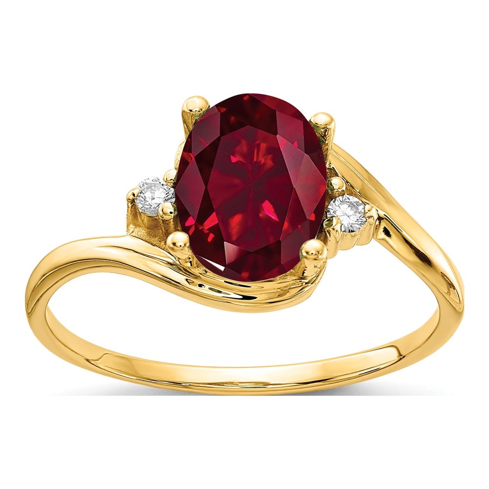 14K Yellow Gold Lab-Created Ruby & Diamond Oval Ring
