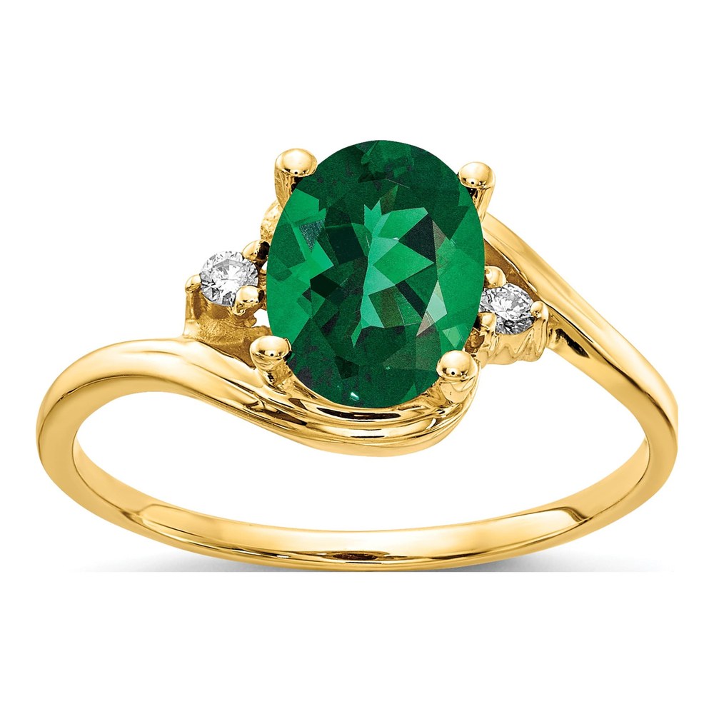 14K Yellow Gold Lab-Created Helenite & Diamond St Helens Ring
