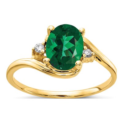 14K Yellow Gold Lab-Created Helenite & Diamond St Helens Ring