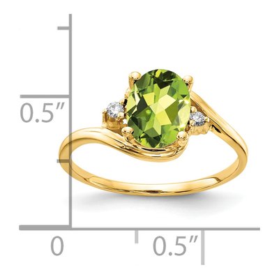 14K Yellow Gold Peridot & Diamond Oval Ring – view 2