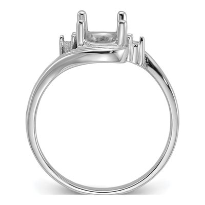 14K White Gold Round Oval Gems Ring Mounting – view 3