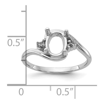 14K White Gold Round Oval Gems Ring Mounting – view 4