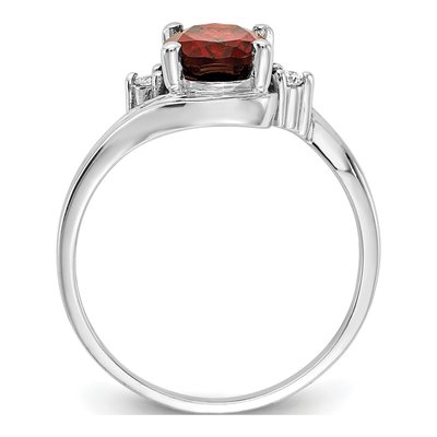 14K White Gold Garnet & Diamond Oval Ring – view 3