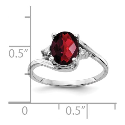 14K White Gold Garnet & Diamond Oval Ring – view 4