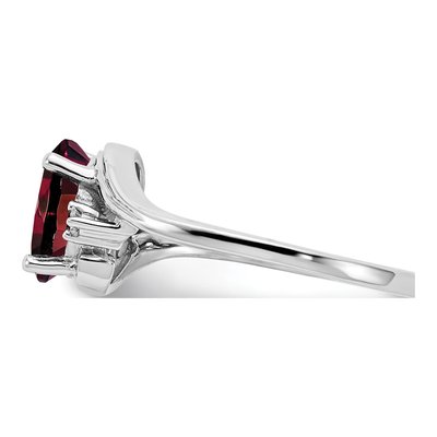 14K White Gold Garnet & Diamond Oval Ring – view 5