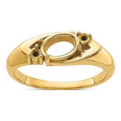 14K Yellow Gold Oval Round Ring Mounting