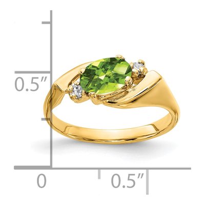 14K Yellow Gold 1/20 ct tw Peridot & Diamond Oval Ring – view 2