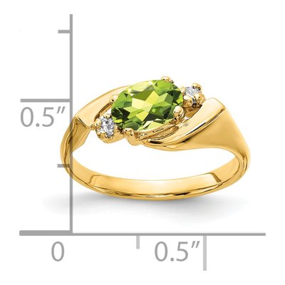 14K Yellow Gold 1/20 ct tw Peridot & Diamond Oval Ring – view 2