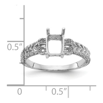 14K White Gold Holds Round Emerald-Cut Ring Mounting – view 5