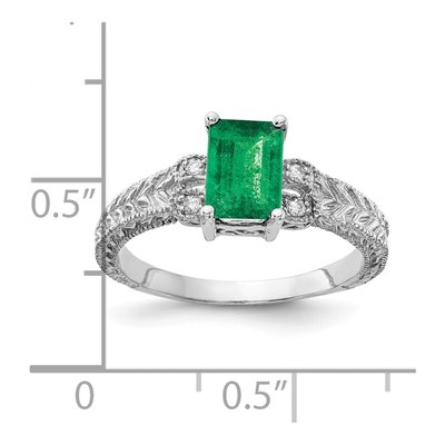 14K White Gold 1/20 ct tw Emerald & Diamond Emerald-Cut Ring – view 2