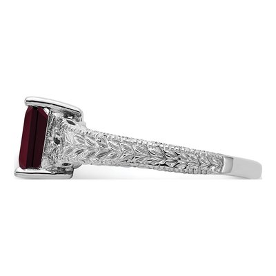 14K White Gold 1/20 ct tw Garnet & Diamond Emerald-Cut Ring – view 4