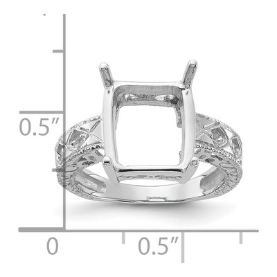 14K White Gold Holds Round Emerald-Cut Ring Mounting – view 4