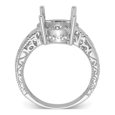 14K White Gold Round Oval Ring Mounting – view 2