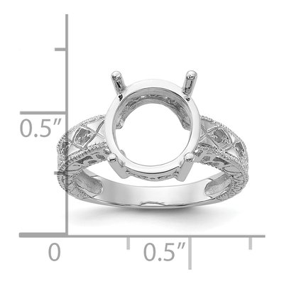 14K White Gold Round Oval Ring Mounting – view 3