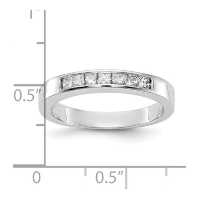 14K White Gold 7-Stone Princess Diamond Band, Size 7 – view 8