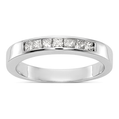 14K White Gold 1/3 ct tw Diamond 7-Stone Princess Wedding Band