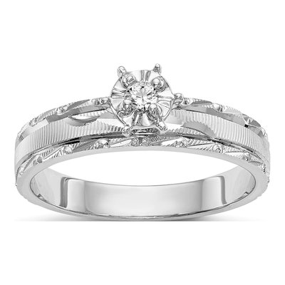 14K White Gold 1/20 ct tw Diamond Engagement Ring