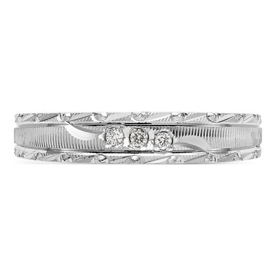 14K White Gold Diamond Trio Wedding Band – view 4