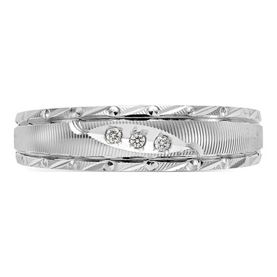 Men's 14K White Gold Diamond Trio Wedding Band – view 4