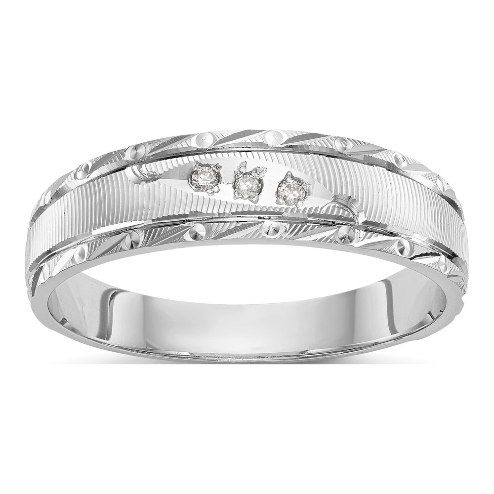 Men's 14K White Gold Diamond Trio Wedding Band