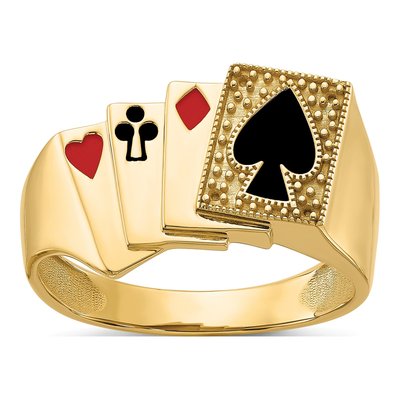 Men's 14K Yellow Gold Poker Ring Mounting