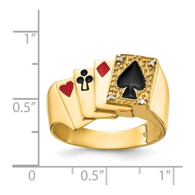 Men's 14K Yellow Gold Diamond Poker Ring – view 5