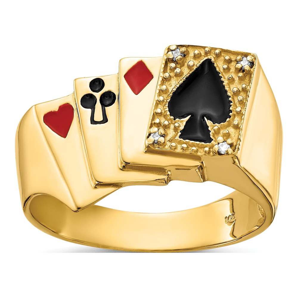 Men's 14K Yellow Gold Diamond Poker Ring