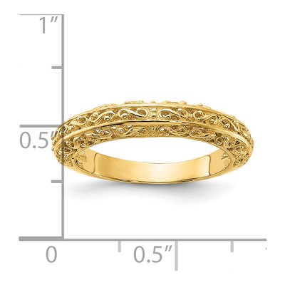 14K Yellow Gold 3mm Filigree Wedding Band – view 4