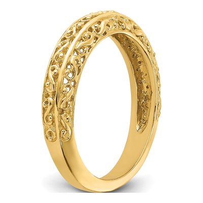 14K Yellow Gold 3mm Filigree Wedding Band – view 7