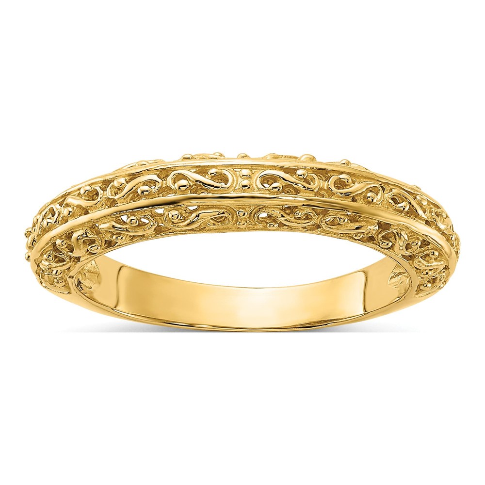 14K Yellow Gold 3mm Filigree Wedding Band