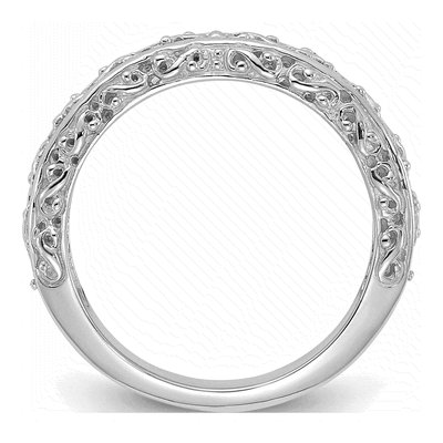 14K White Gold 2mm Filigree Wedding Band – view 2