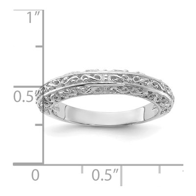 14K White Gold 2mm Filigree Wedding Band – view 3