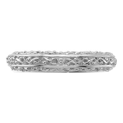 14K White Gold 2mm Filigree Wedding Band – view 5