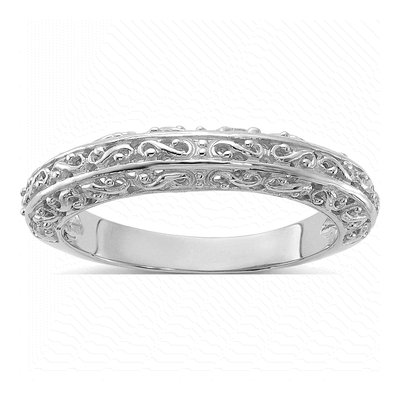 14K White Gold 2mm Filigree Wedding Band