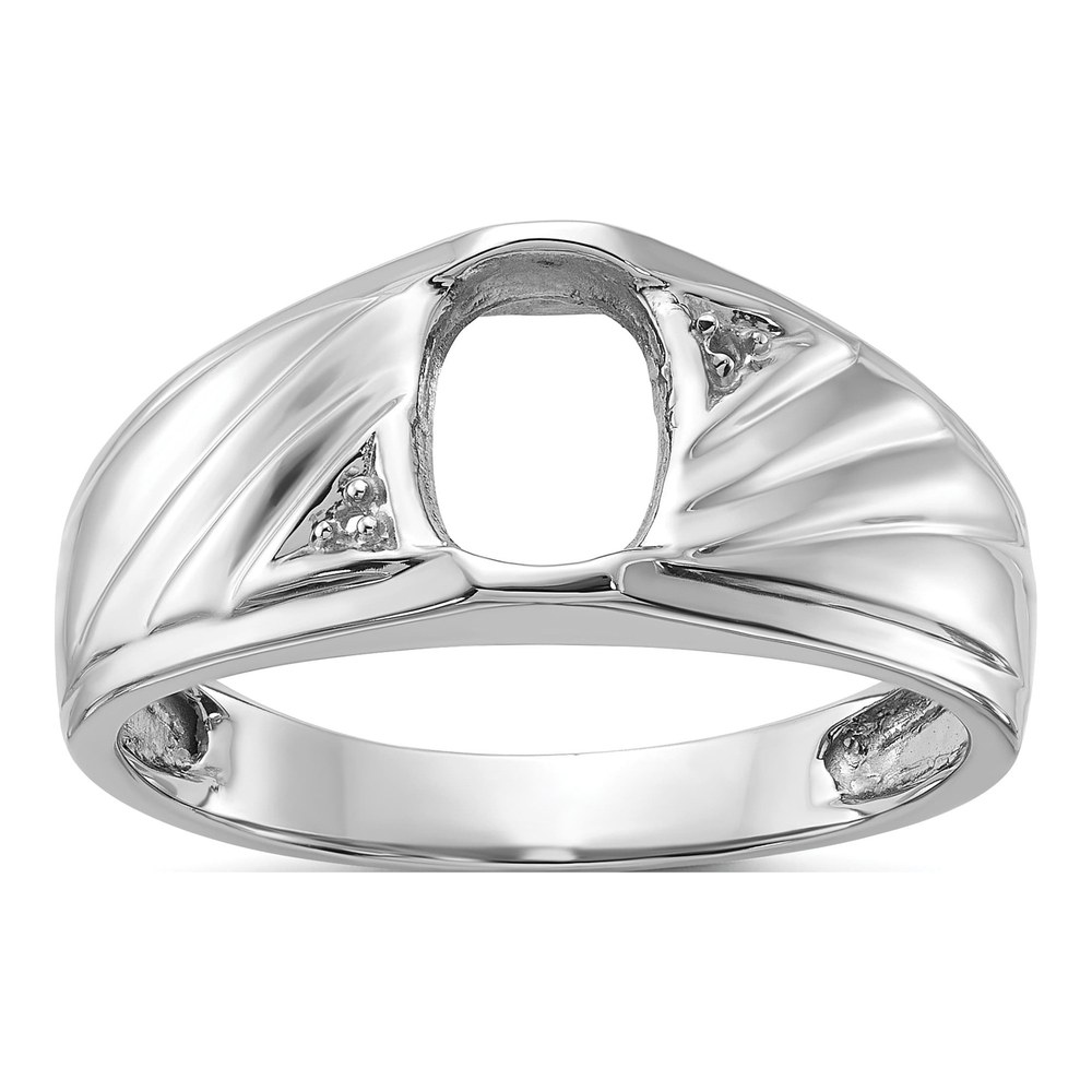 Men's 14K White Gold Holds Oval Onyx Diamonds Ring Mounting
