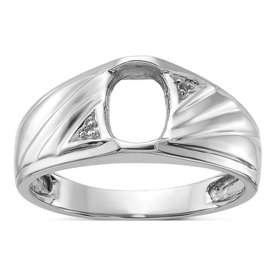 Men's 14K White Gold Holds Oval Onyx Diamonds Ring Mounting