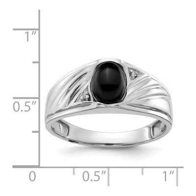 Men's 14K White Gold Onyx & Diamond Oval Cabochon Ring – view 2