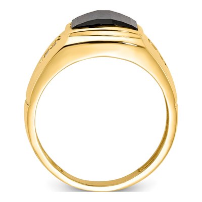 Men's 14K Yellow Gold 1/10 ct tw Onyx & Diamond Barrel Ring – view 2
