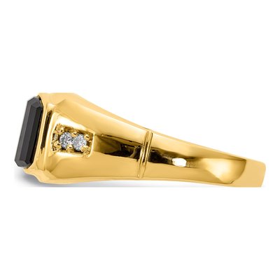 Men's 14K Yellow Gold 1/10 ct tw Onyx & Diamond Barrel Ring – view 3