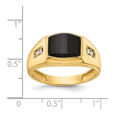 Men's 14K Yellow Gold 1/10 ct tw Onyx & Diamond Barrel Ring – view 5