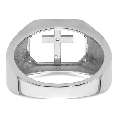Men's 14K White Gold Cross Ring Mounting | IB Goodman – view 5