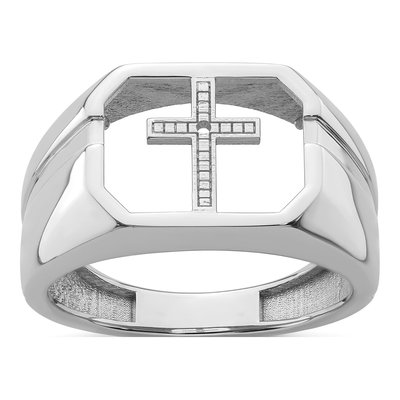 Men's 14K White Gold Cross Ring Mounting