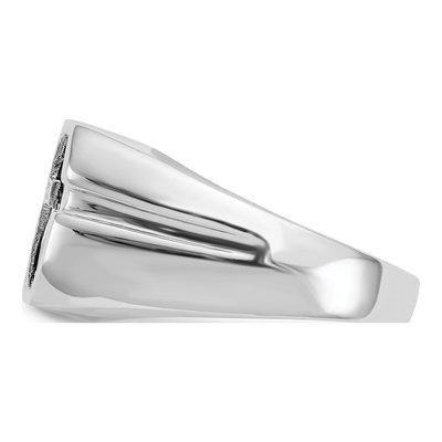 Men's 14K White Gold Onyx & Diamond Cross Ring – view 4