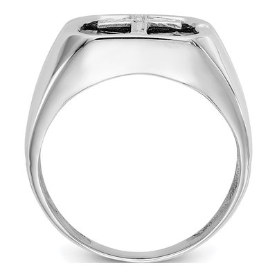 Men's 14K White Gold Onyx & Diamond Cross Ring – view 3