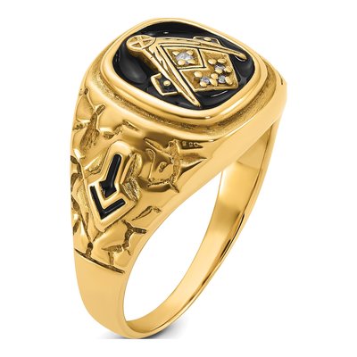 Men's 14K Yellow Gold Diamond Masonic Ring – view 7