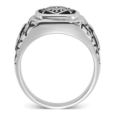 Men's 14K White Gold Diamond Masonic Ring – view 2
