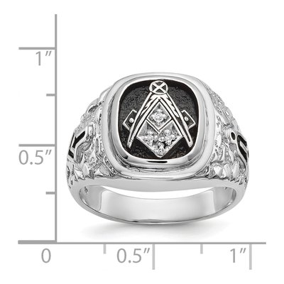 Men's 14K White Gold Diamond Masonic Ring – view 8