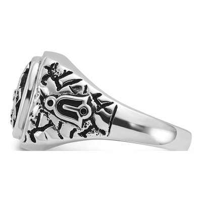Men's 14K White Gold Diamond Masonic Ring – view 3