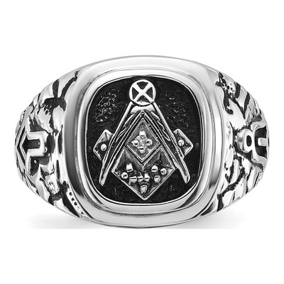 Men's 14K White Gold Diamond Masonic Ring – view 4